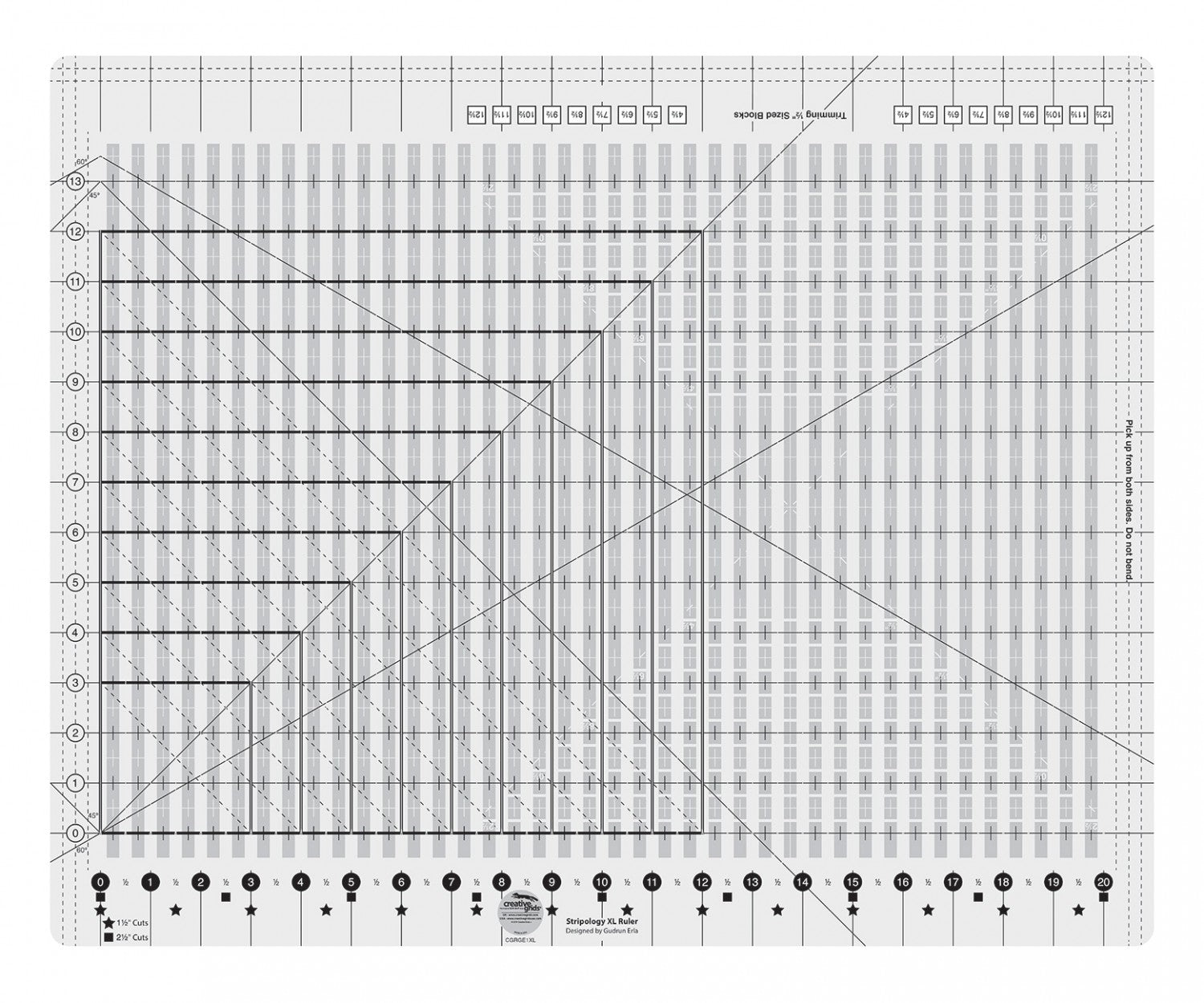 Creative Grids Quilt Ruler Stripology XL – Threaded Lines